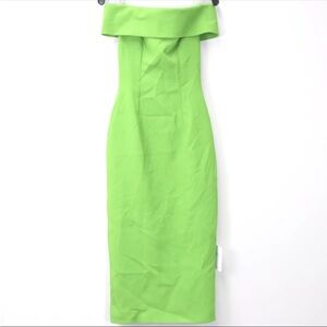 Emilia Wickstead Charlie Off-Shoulder Midi Dress In Apple Green Size UK 8, US 4